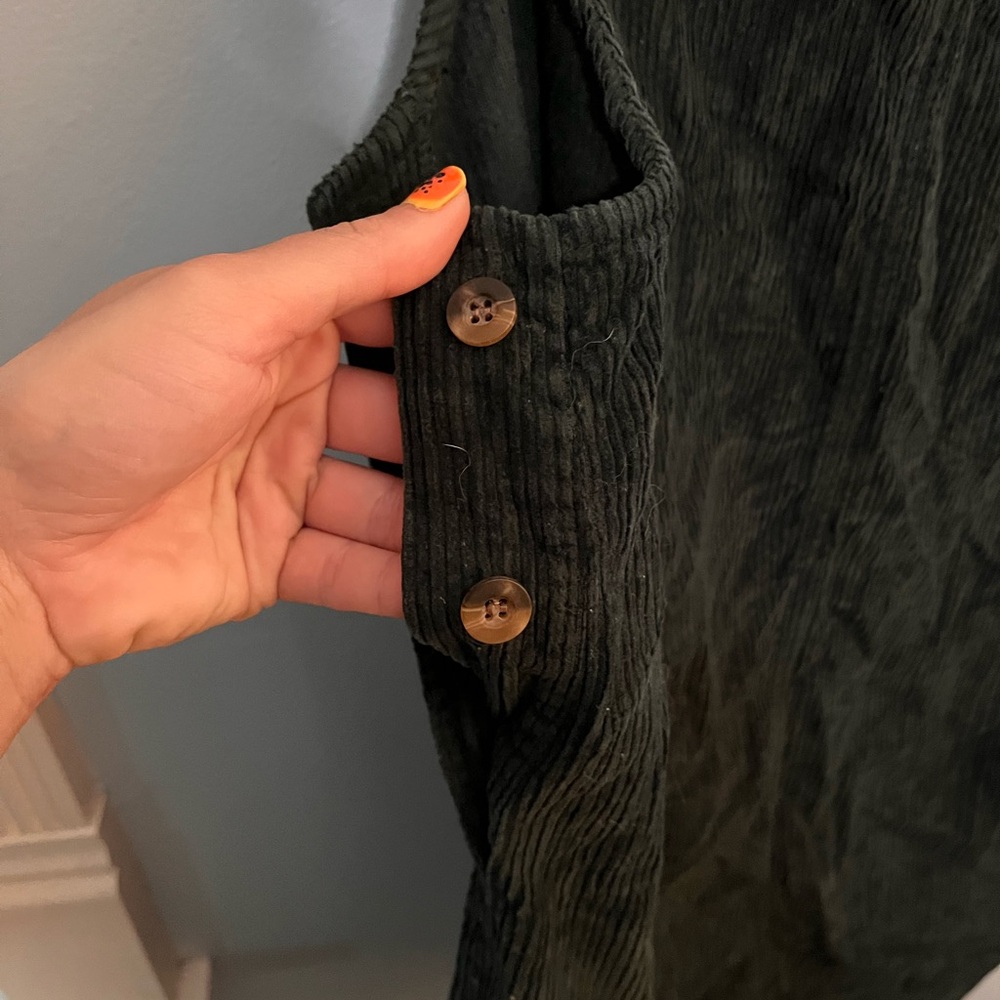 Dark Green Corduroy Buttoned dress